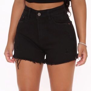 Fashion Nova “Liv Distressed Denim Shorts”